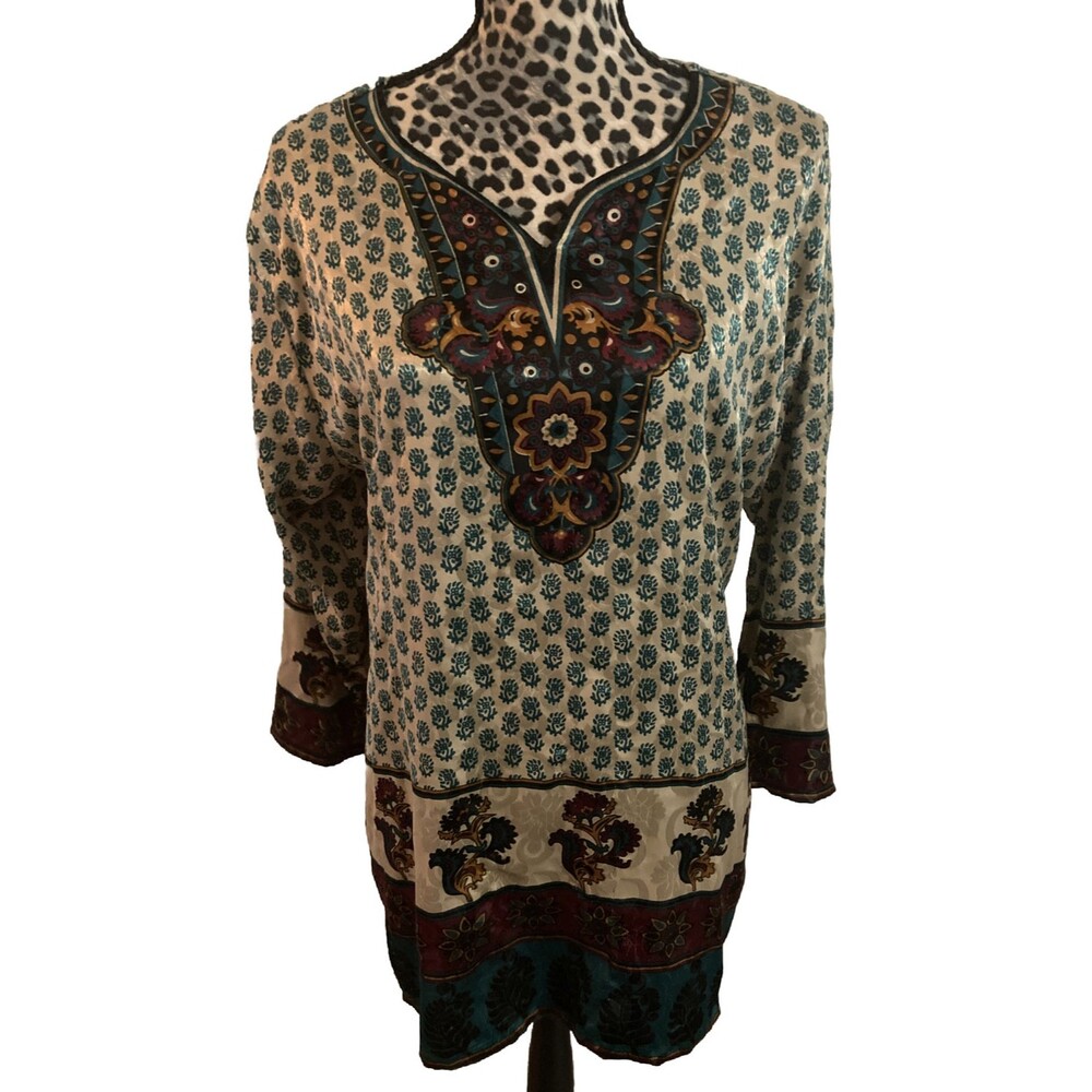 Maple Clothing Top Blouse 44 Boho India Long Sleeve Paisley  Bollywood 50” Bust